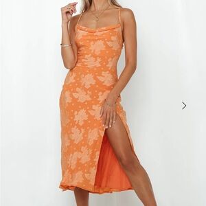 Hello Molly Drinks On Me Orange Floral Midi Dress Size 2